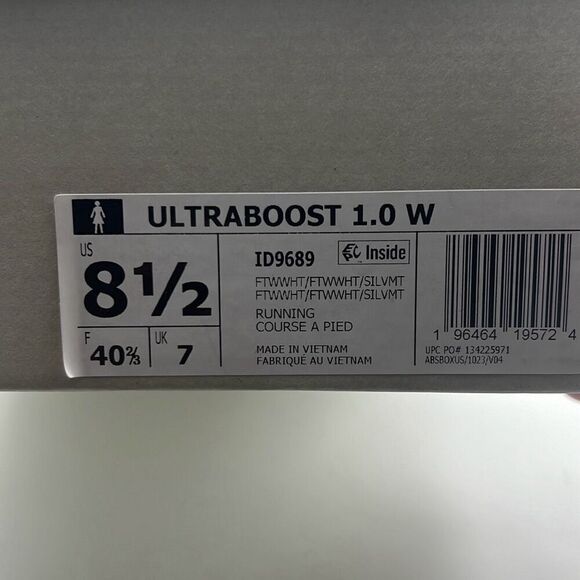 Adidas Ultraboost 1.0 White Gum Silver 1D9689 Running Shoes NWB Women's size 8.5 - Picture 8 of 9